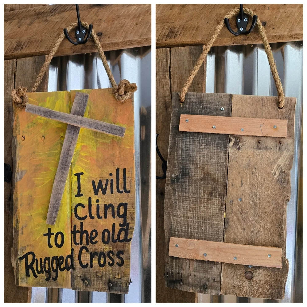 Old Rugged Cross Handpainted Wood Sign Original Handcrafted Pallet Wood